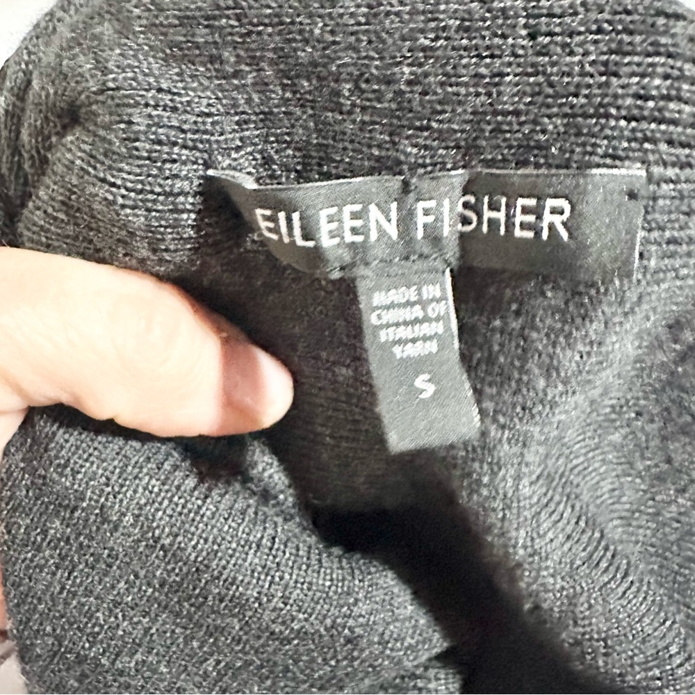 Eileen Fisher Merino Wool Draped Waterfall Charcoal Gray Sweater Vest Cardigan S - Picture 4 of 6